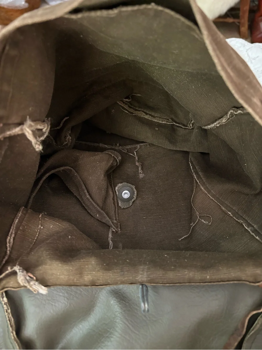 Vintage Swiss Military canvas and leather Bread bag